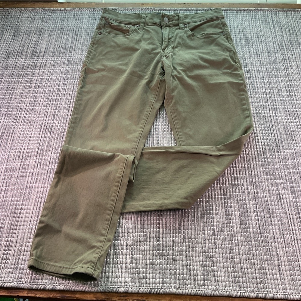 Lucky Brand 121 Slim Straight Pants Mens 29x30 Olive Green Khaki Twill Chinos